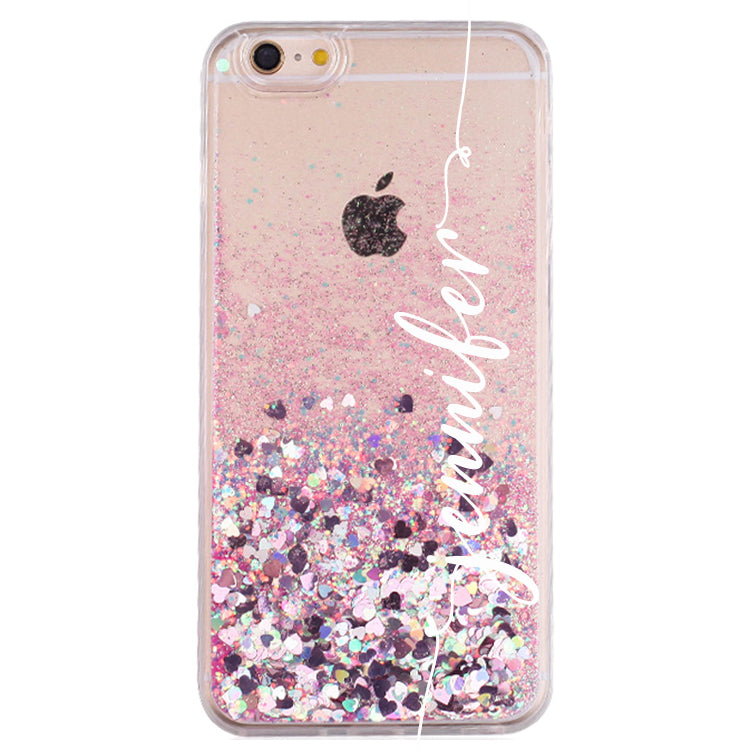custom name pink glitter iphone case